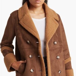 Sam Edelman Faux Shearling Spill Out Collar Coat size XS